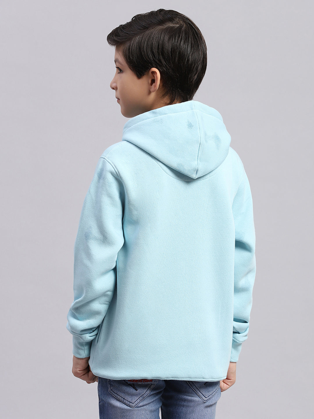 Boys Blue Printed Round Neck Full Sleeve Sweatshirt