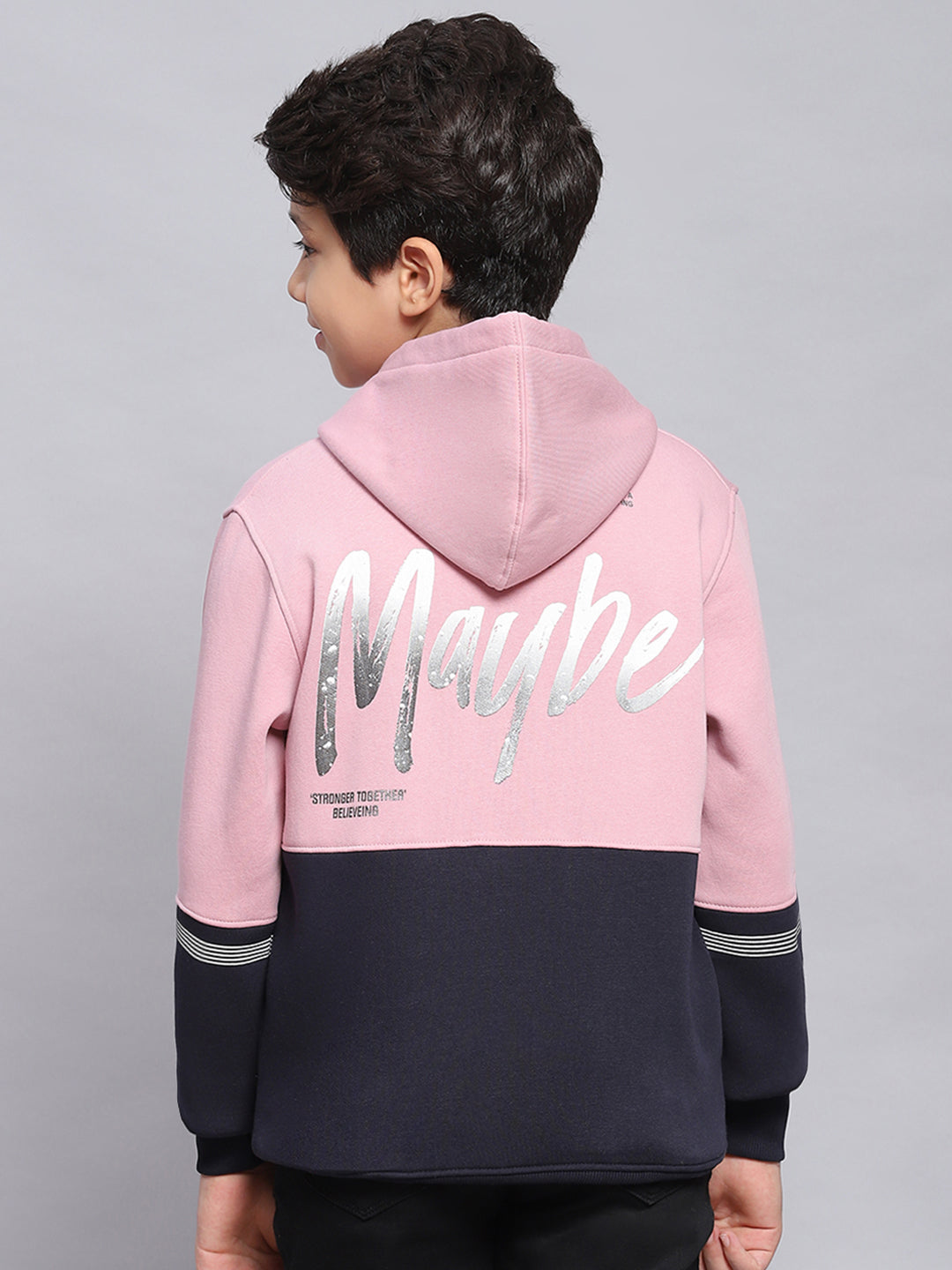 Buy Boys Pink Printed Hooded Full Sleeve Sweatshirt Online in