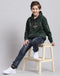 Boys Green Printed Hooded Full Sleeve Sweatshirt