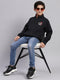 Boys Navy Blue Printed Stand Collar Full Sleeve Sweatshirt