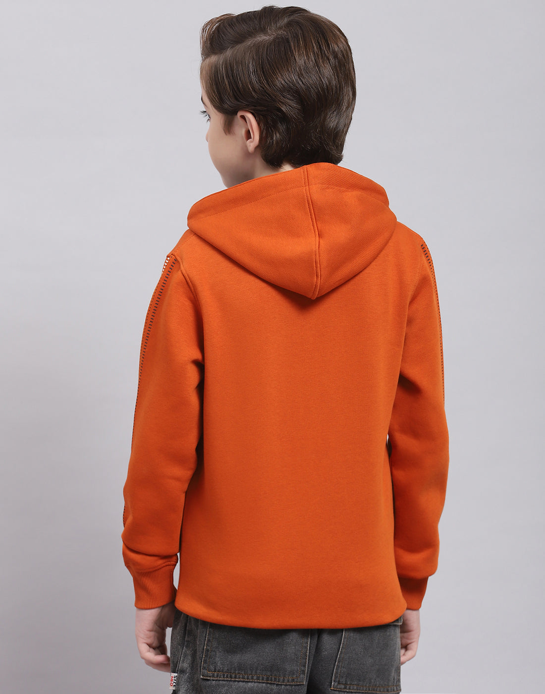 Boys Brown Printed Hooded Full Sleeve Sweatshirt