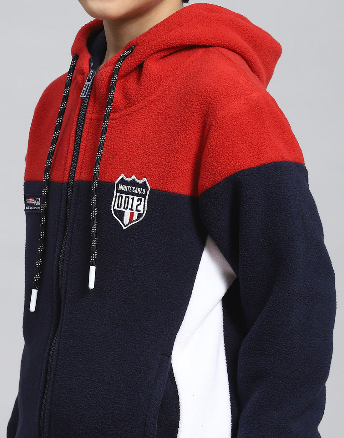 Boys Red Solid Hooded Full Sleeve Sweatshirt