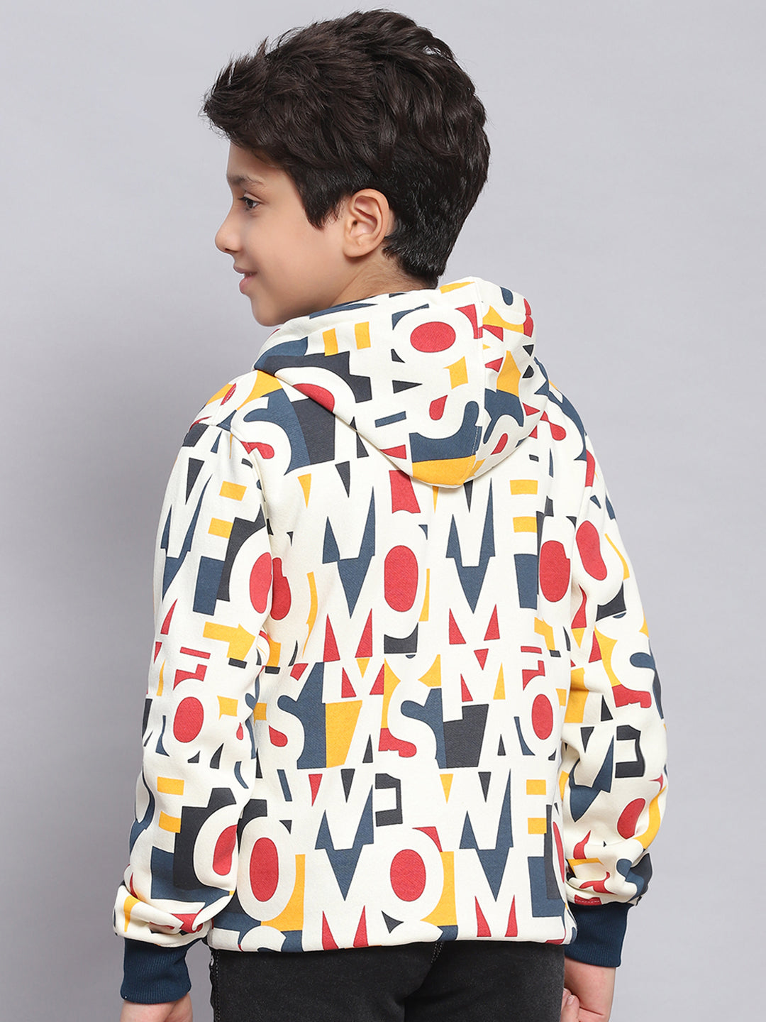 Boys Multicolor Printed Hooded Full Sleeve Sweatshirt