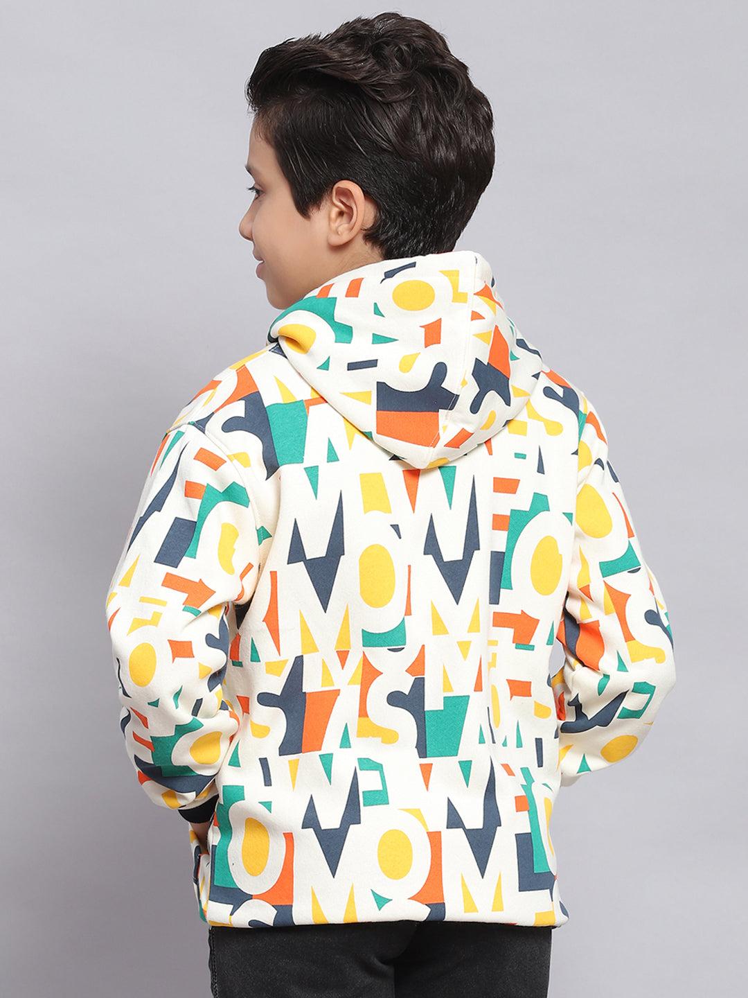 Boys Multicolor Printed Hooded Full Sleeve Sweatshirt