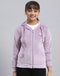 Girls Purple Solid Hooded Full Sleeve Sweatshirt