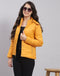 Girls Mustard Solid Hooded Full Sleeve Girls Jacket