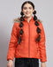 Girls Rust Solid Hooded Full Sleeve Girls Jacket