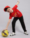 Boys Red Printed Round Neck Half Sleeve T-Shirt