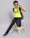 Boys Lime Green Printed Round Neck Half Sleeve T-Shirt