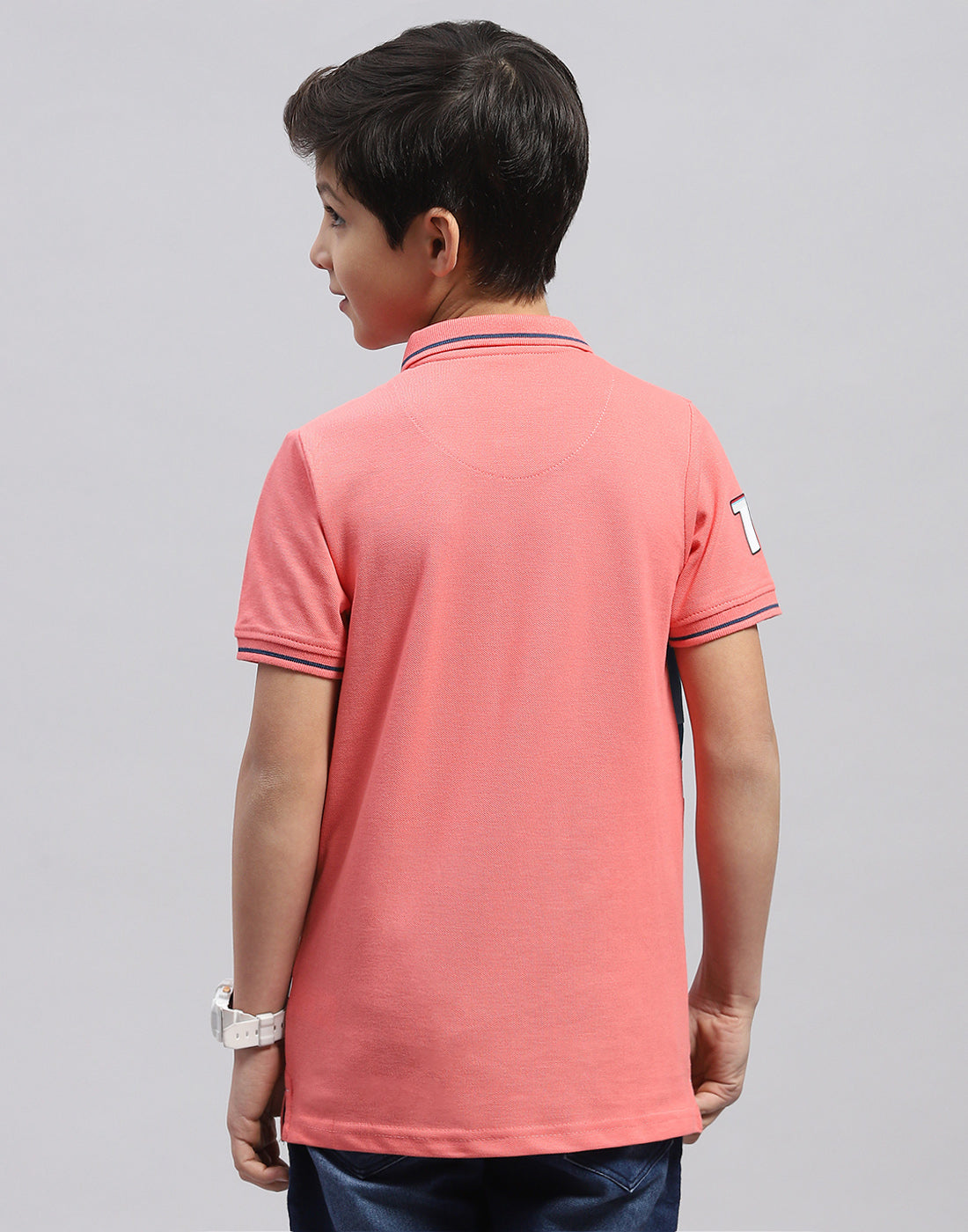 Boys Coral Printed Polo Collar Half Sleeve T-Shirt