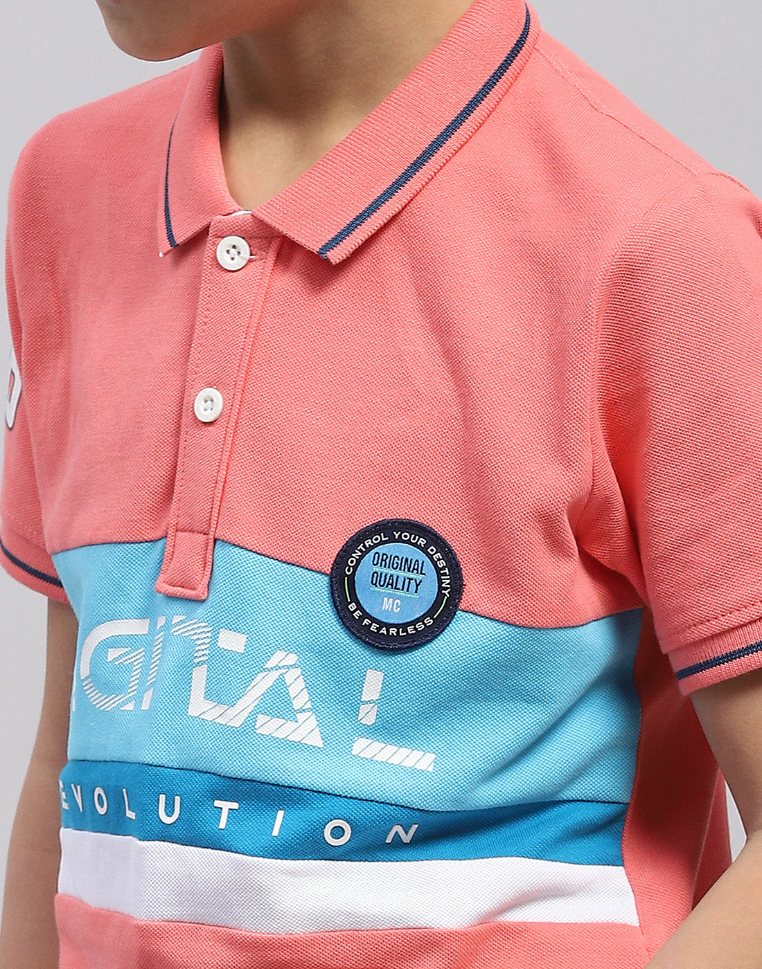 Boys Coral Printed Polo Collar Half Sleeve T-Shirt