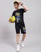 Boys Navy Blue Printed Round Neck Half Sleeve Bermuda Set