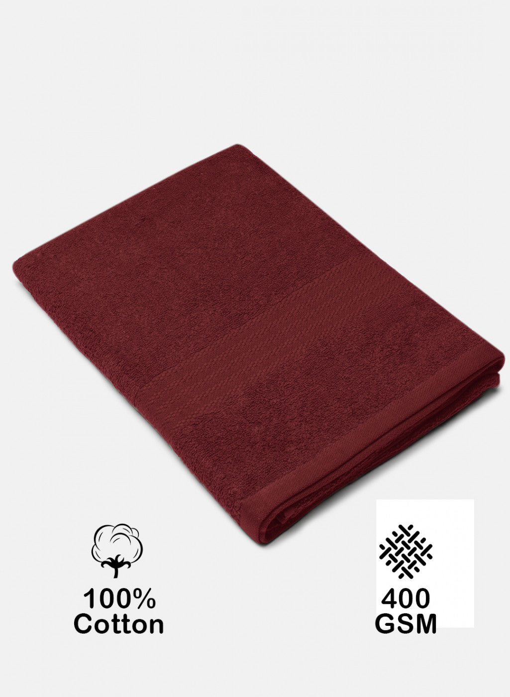 Maroon Cotton 400 GSM Bath Towel