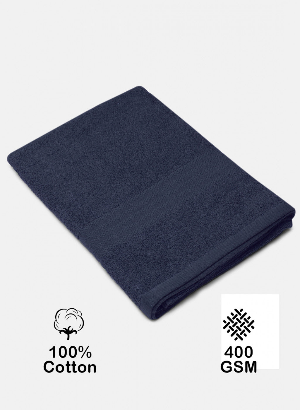 Navy Blue Cotton 400 GSM Bath Towel