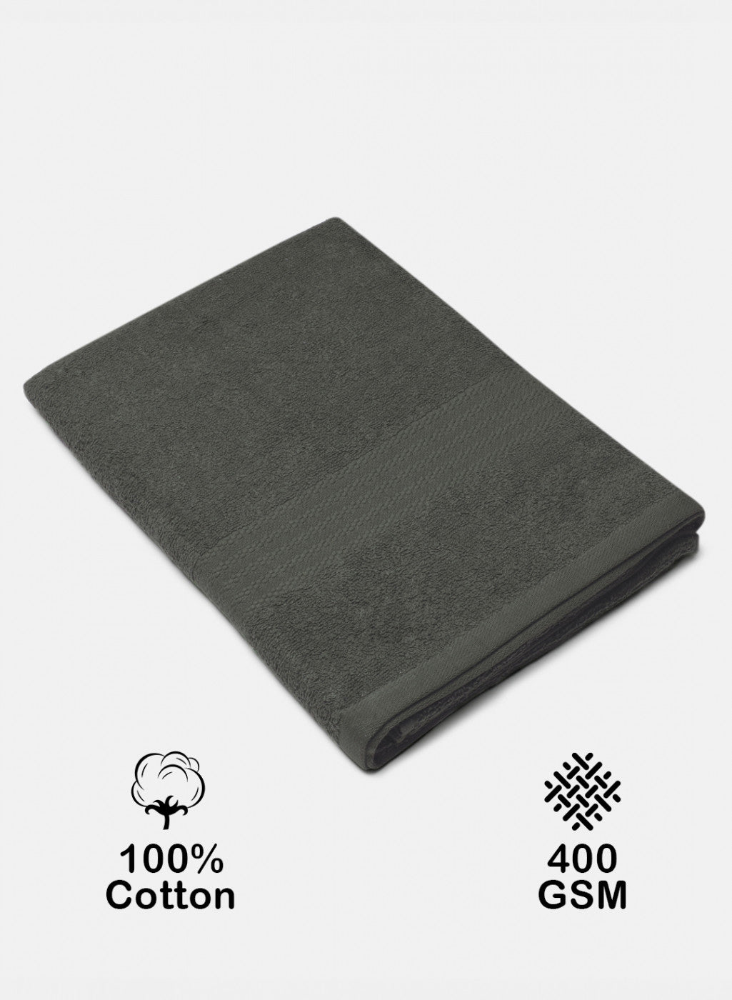 Grey Cotton 400 GSM Bath Towel