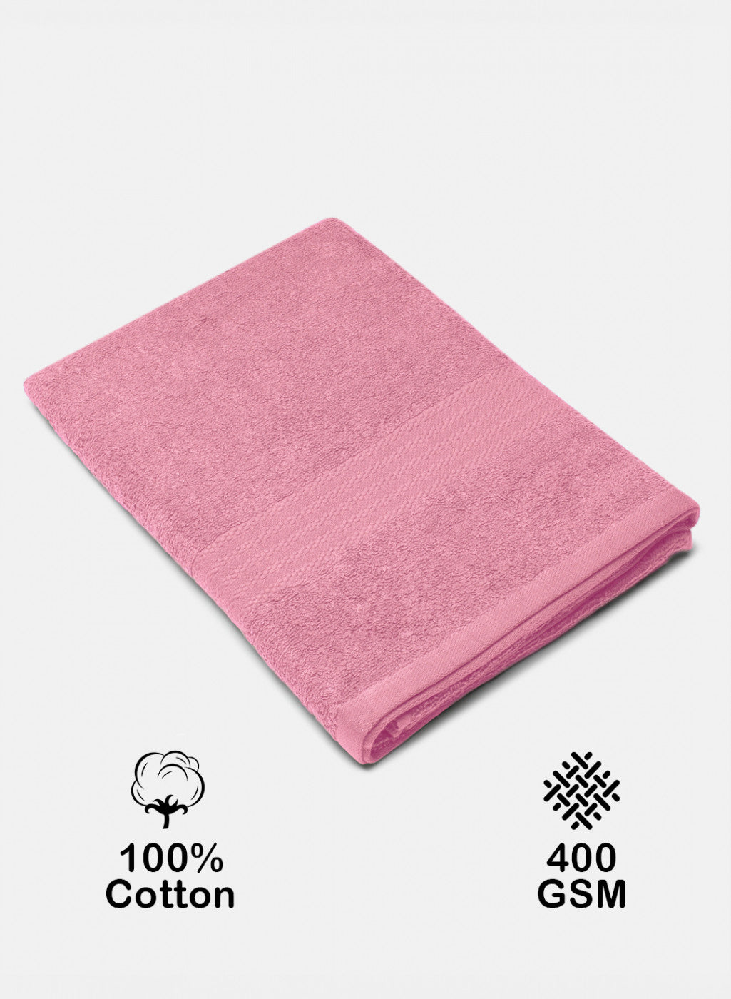 Pink Cotton 400 GSM Bath Towel