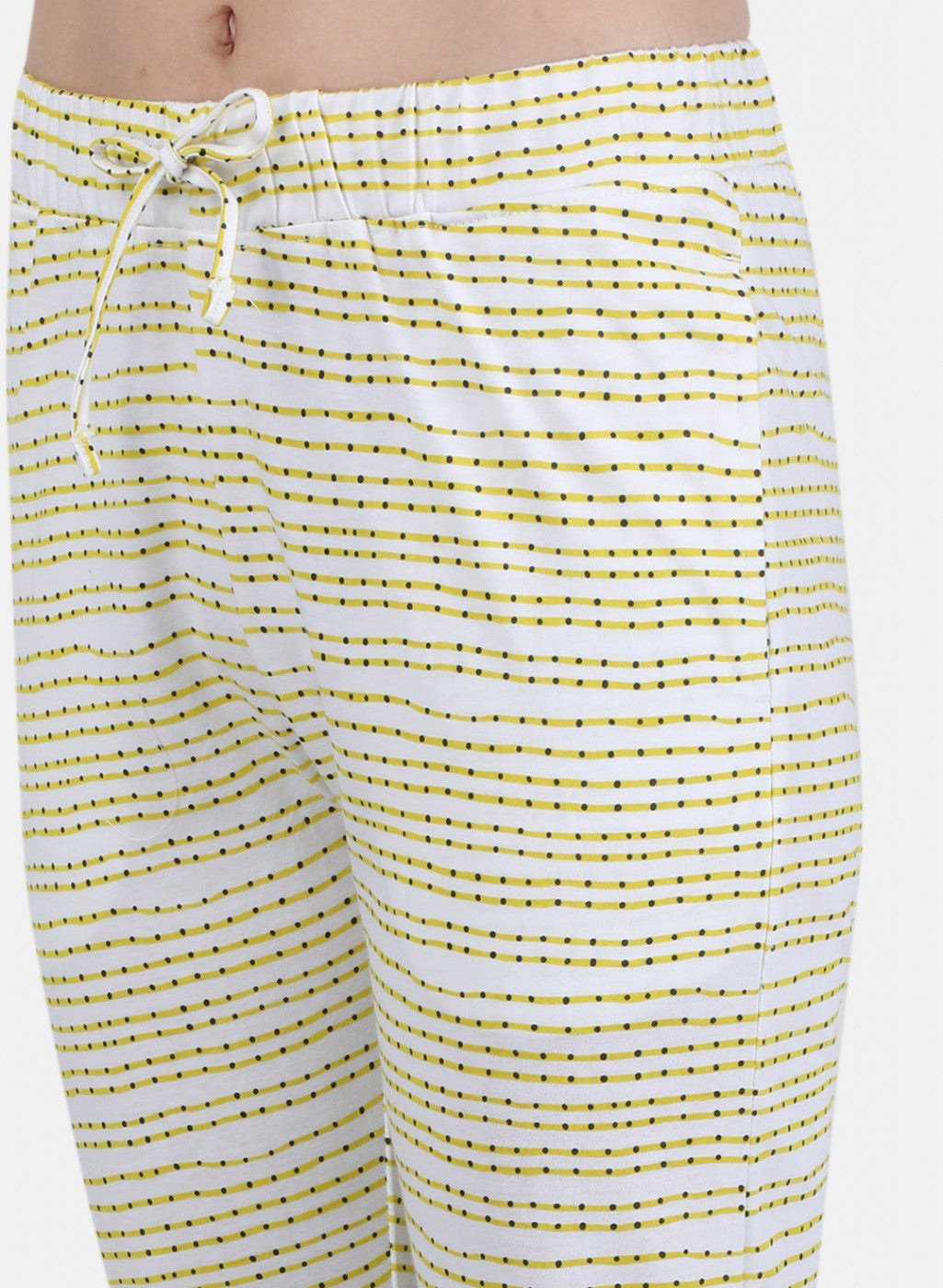 Womens Yellow & White Printed Lower Set