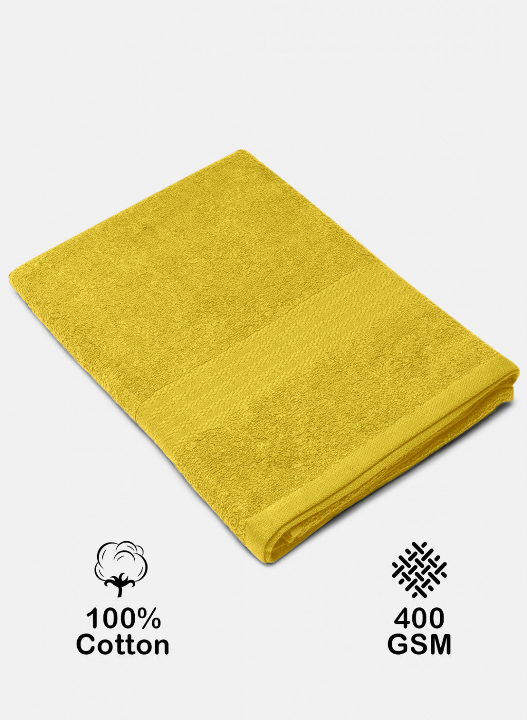 Yellow Cotton 400 GSM Bath Towel