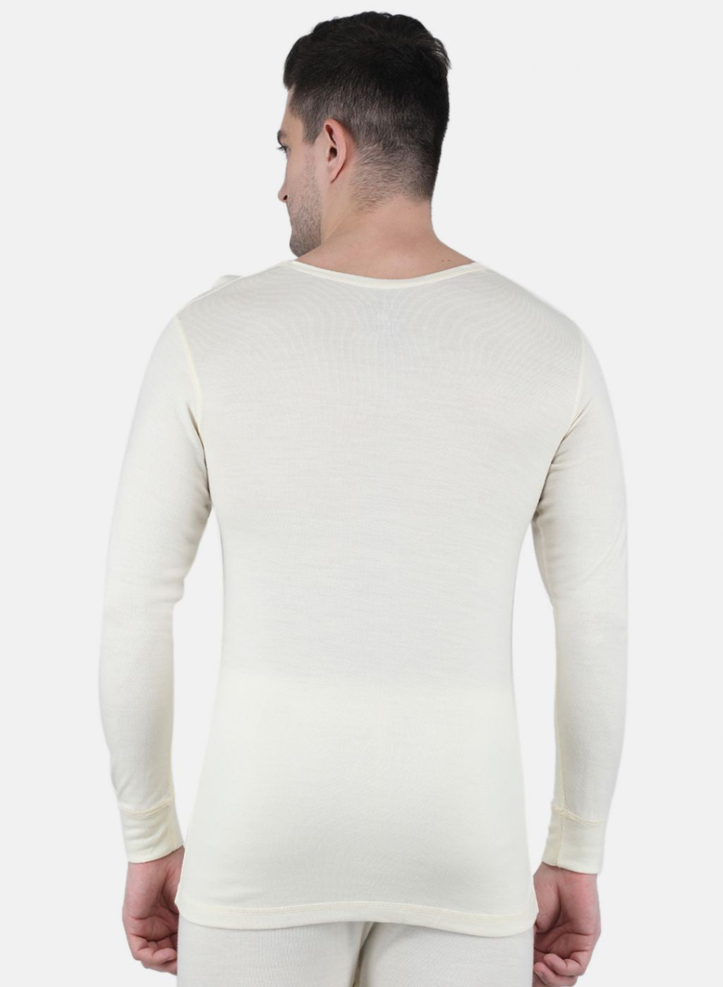 Men Cream Solid Thermal Vest