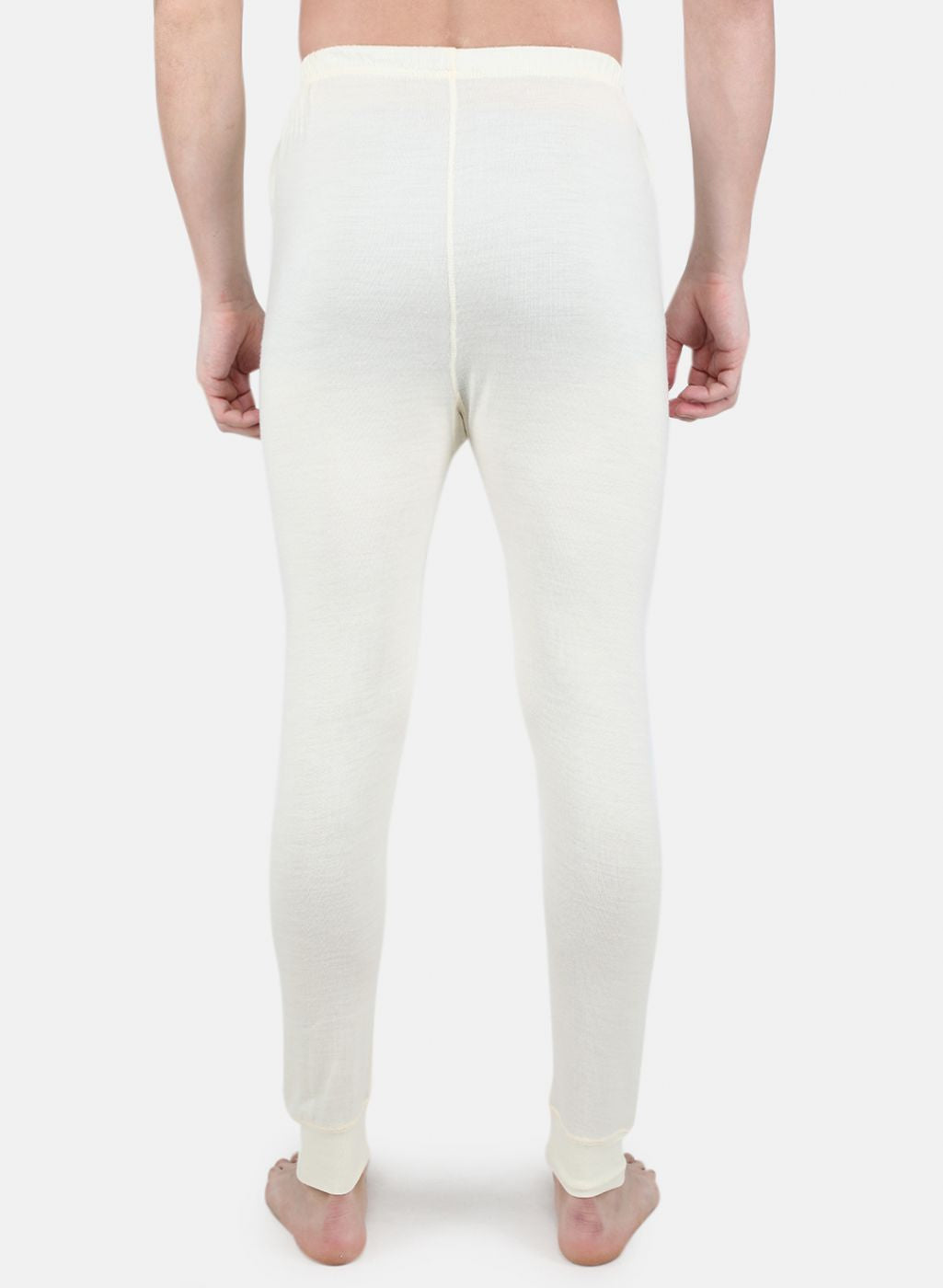 Men Cream Solid Thermal Lower