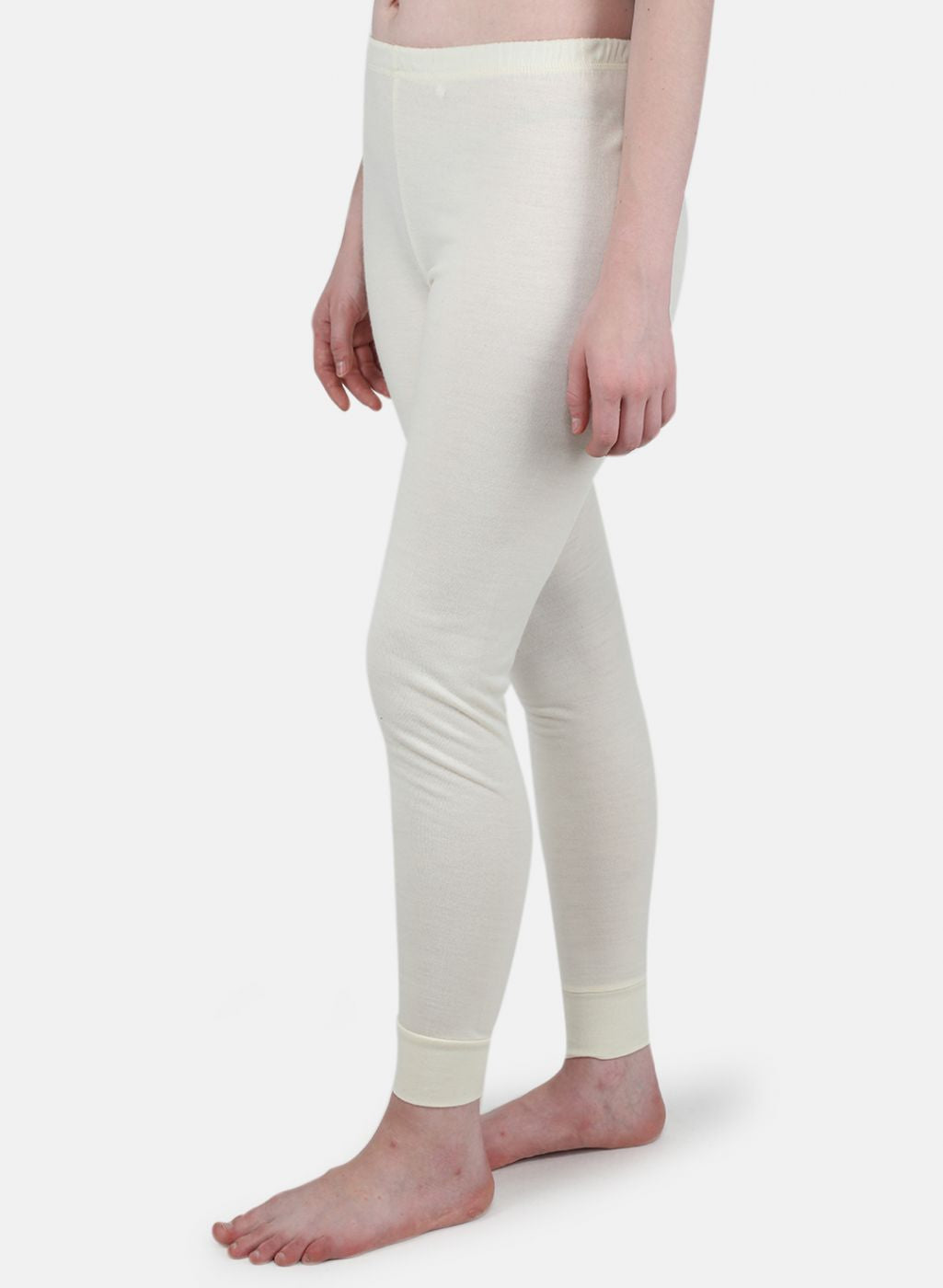 Women Cream Solid Thermal Lower