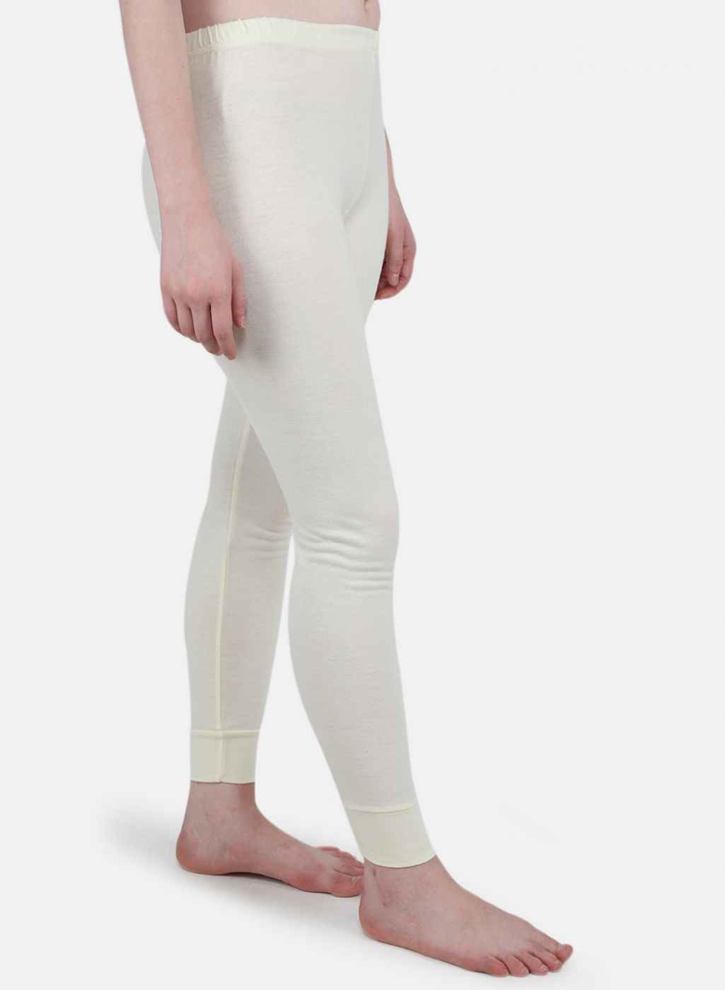 Women Cream Solid Thermal Lower