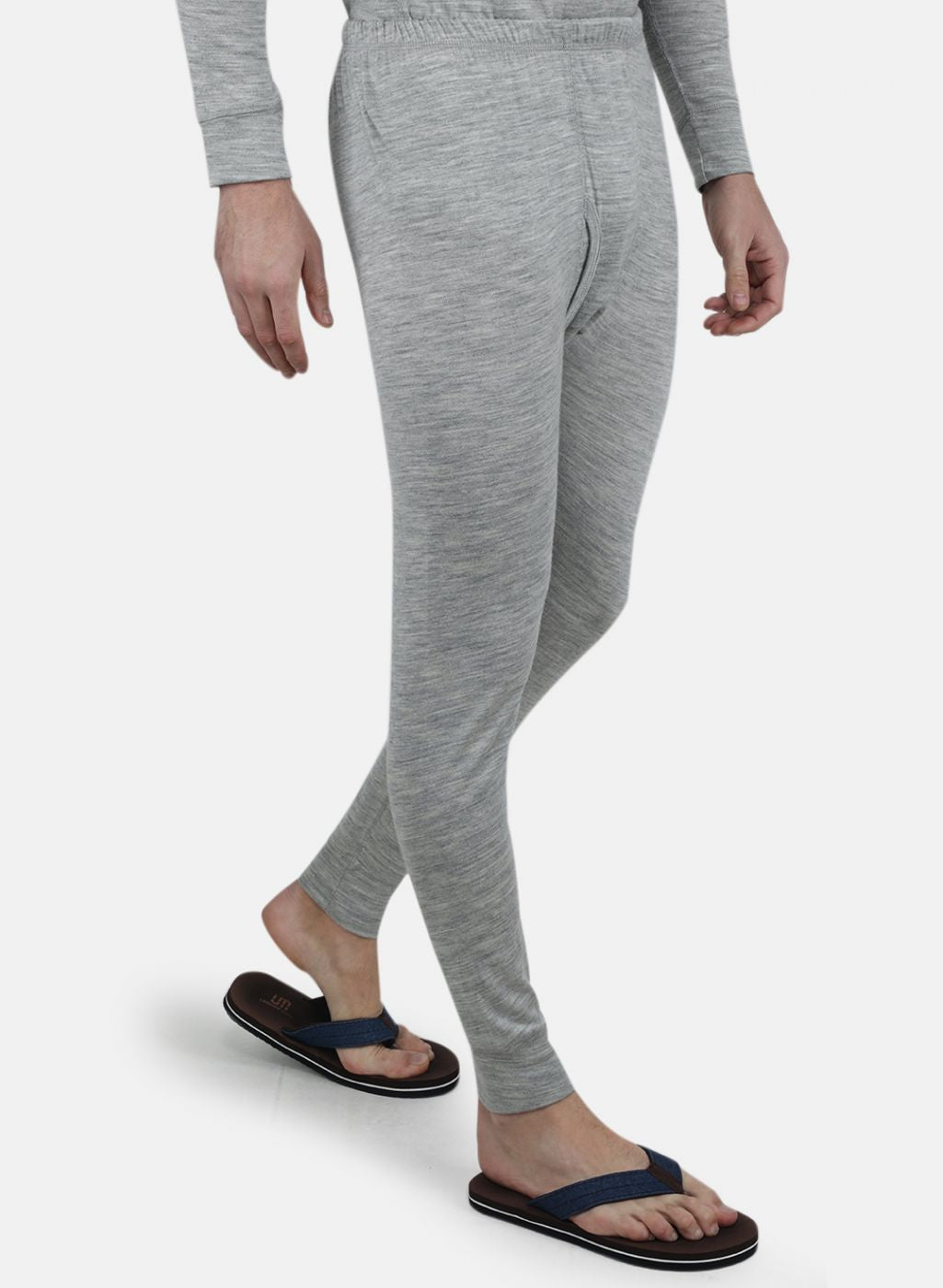 Men Grey Solid Thermal Lower