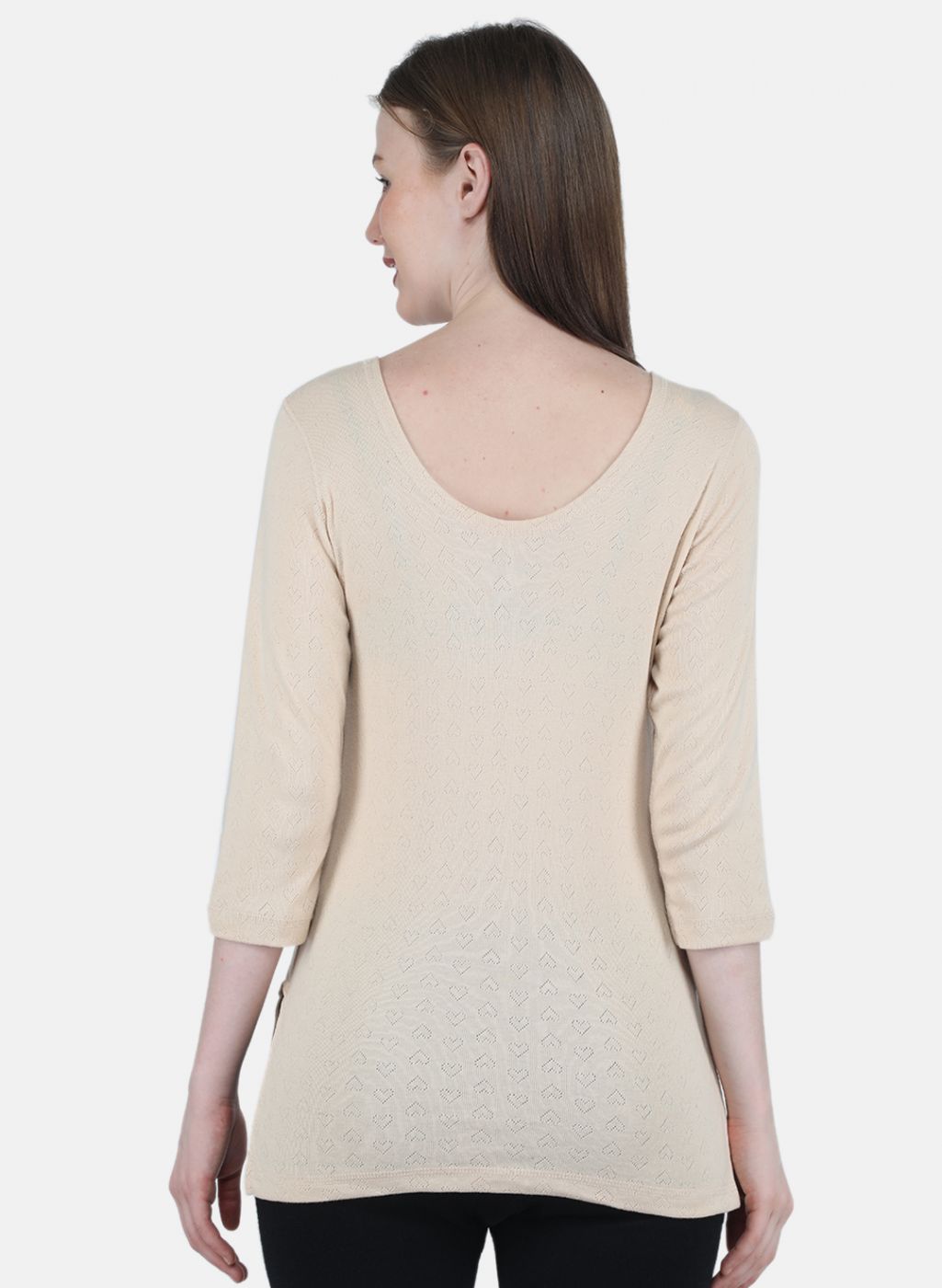 Women Beige Solid Thermal Vest