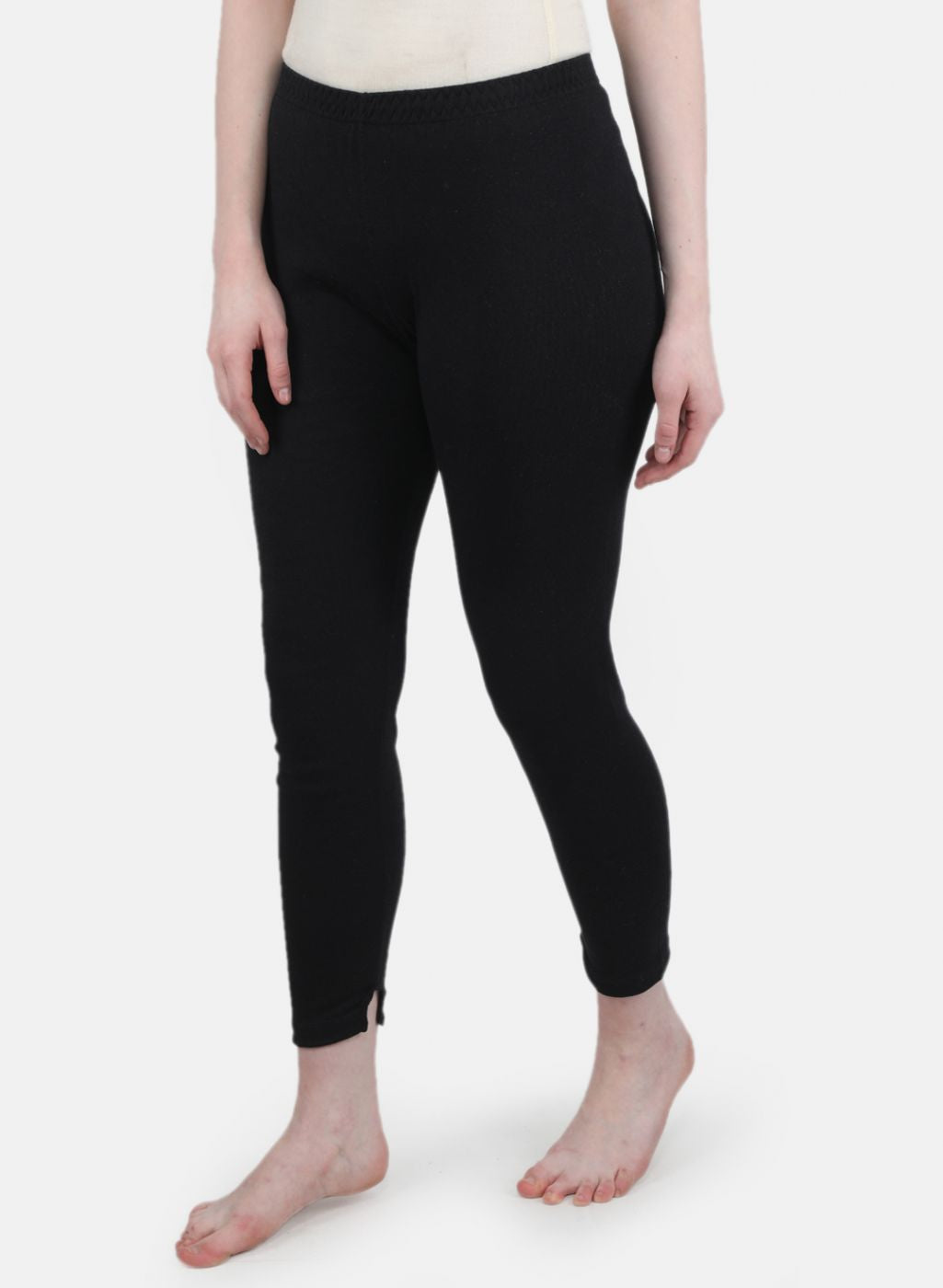 Women Black Solid Thermal Lower