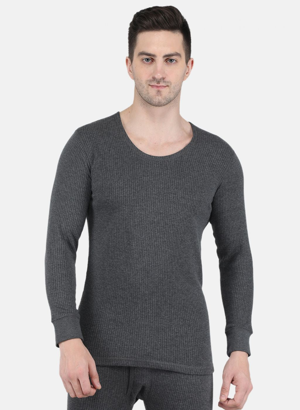 Men Grey Solid Thermal Vest