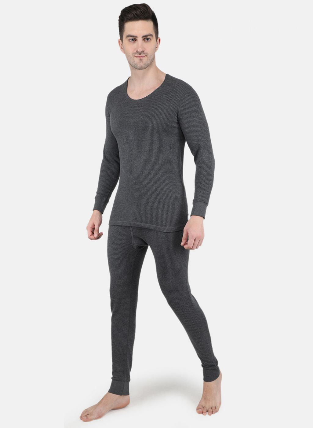 Men Grey Solid Thermal Vest