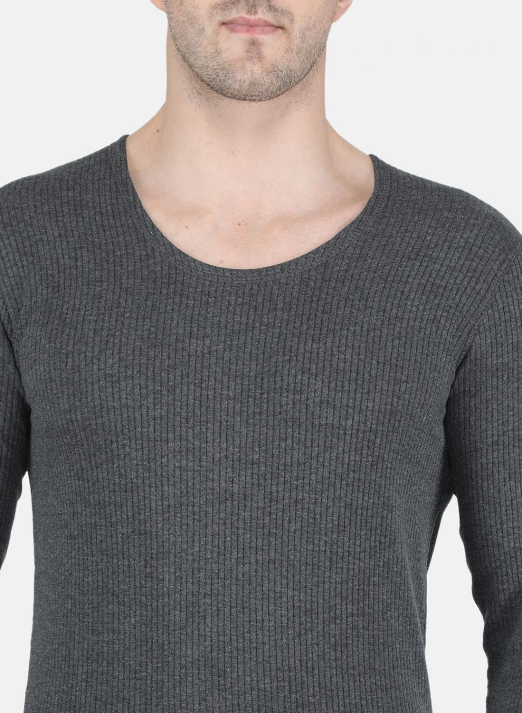 Men Grey Solid Thermal Vest