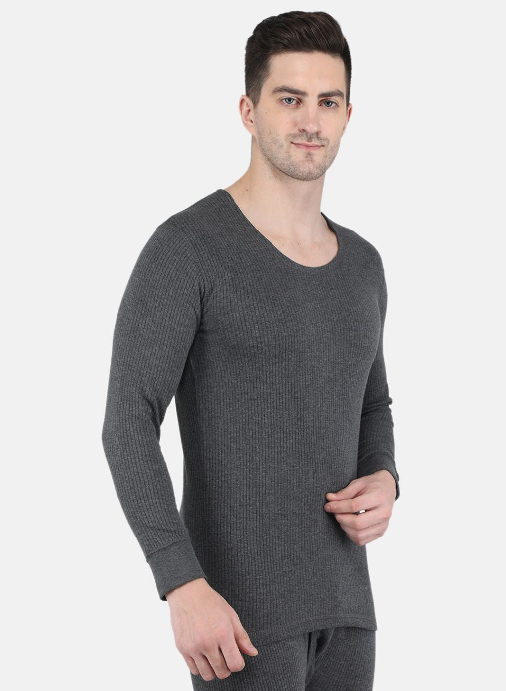 Men Grey Solid Thermal Vest