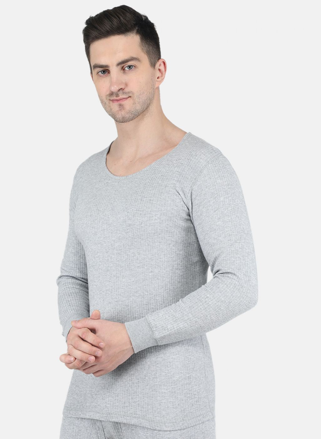 Men Grey Solid Thermal Vest