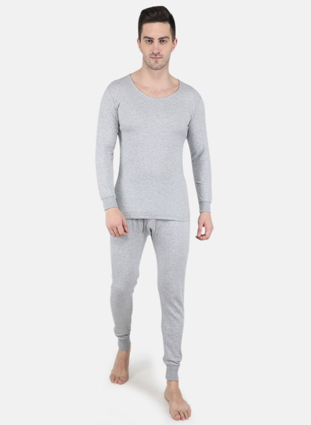 Men Grey Solid Thermal Vest