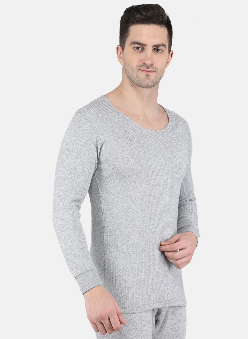 Men Grey Solid Thermal Vest