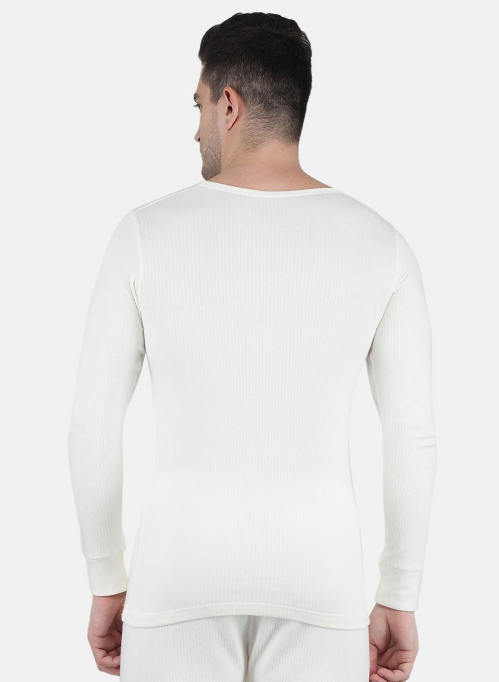 Men Off White Solid Thermal Vest