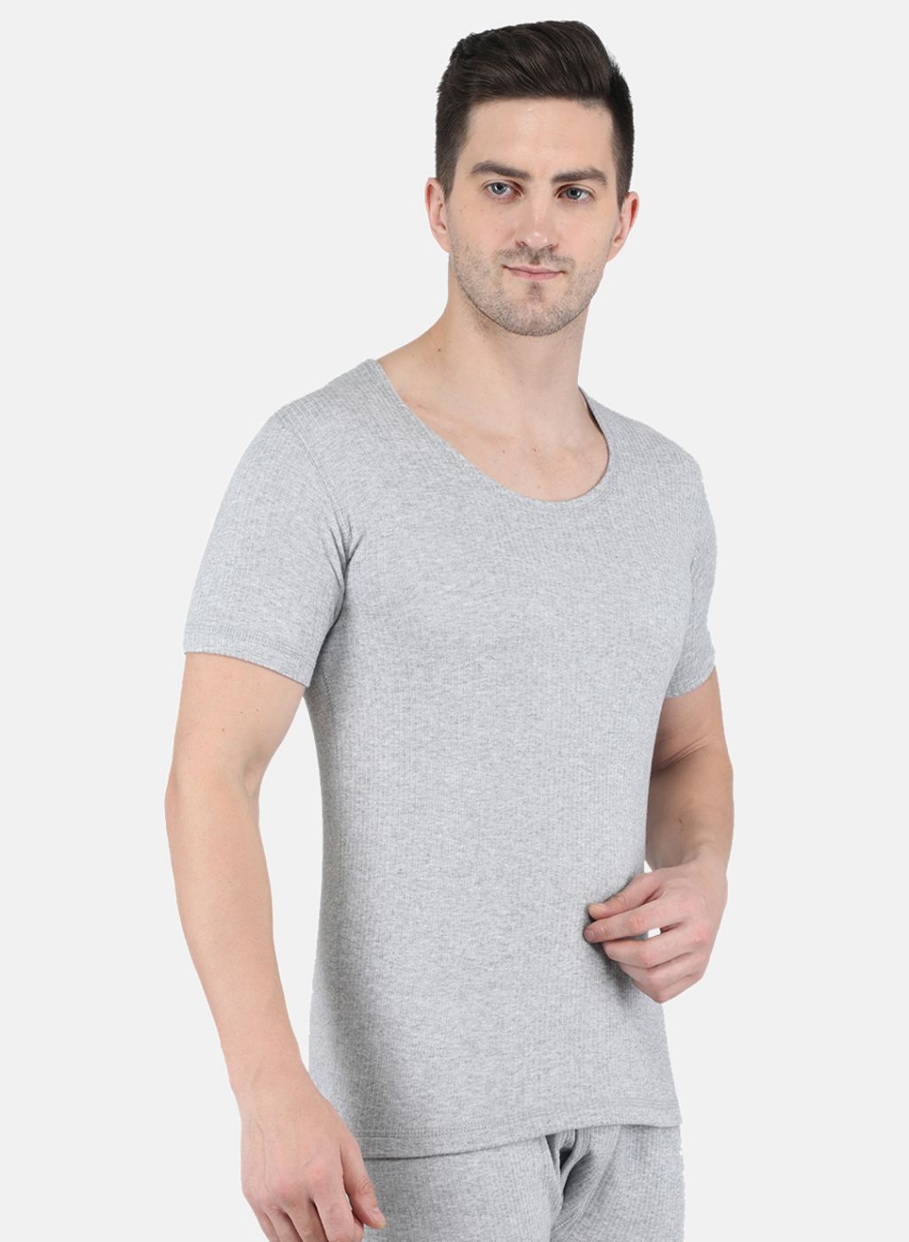 Men Grey Solid Thermal Vest