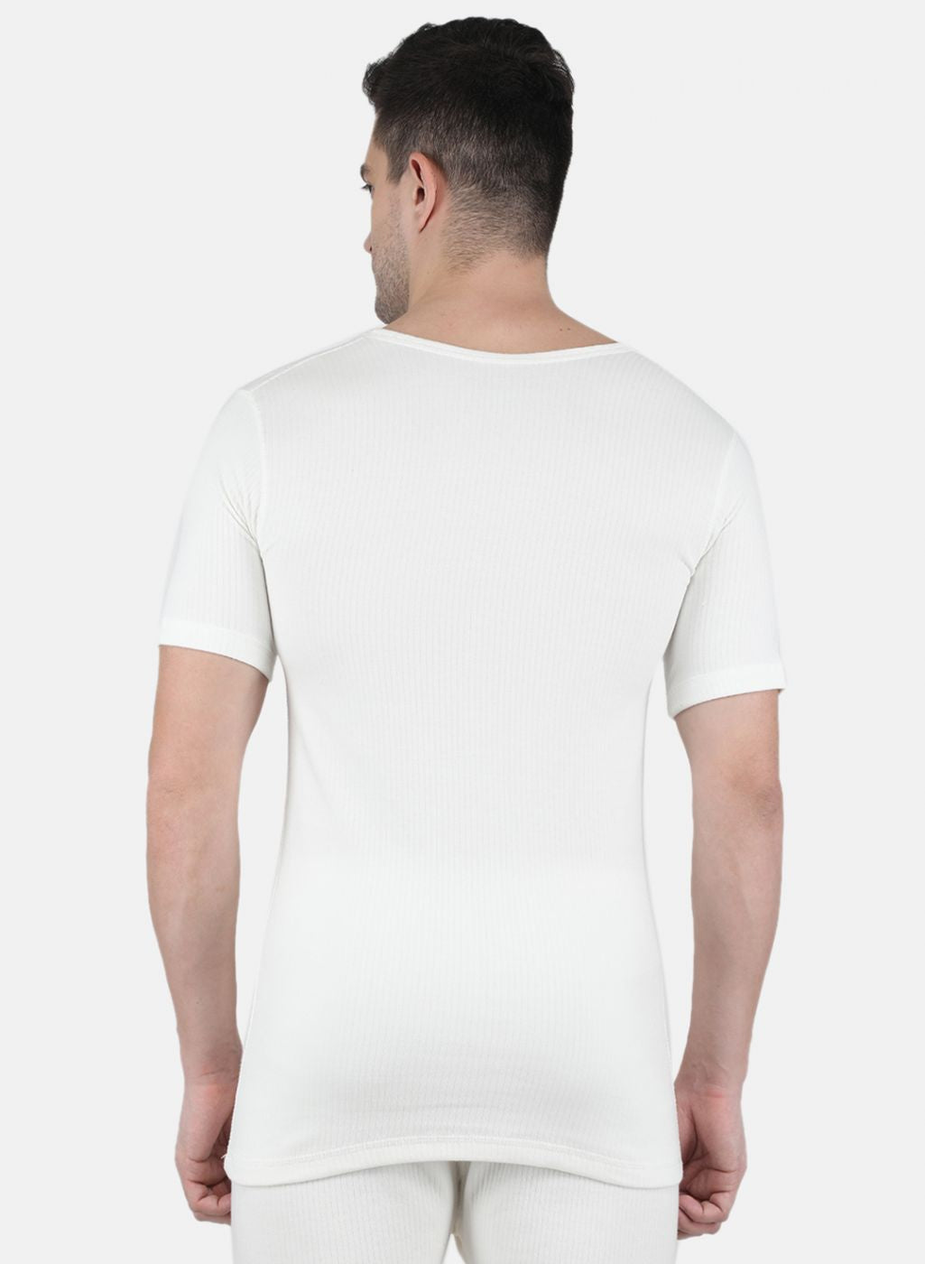 Men Off White Solid Thermal Vest