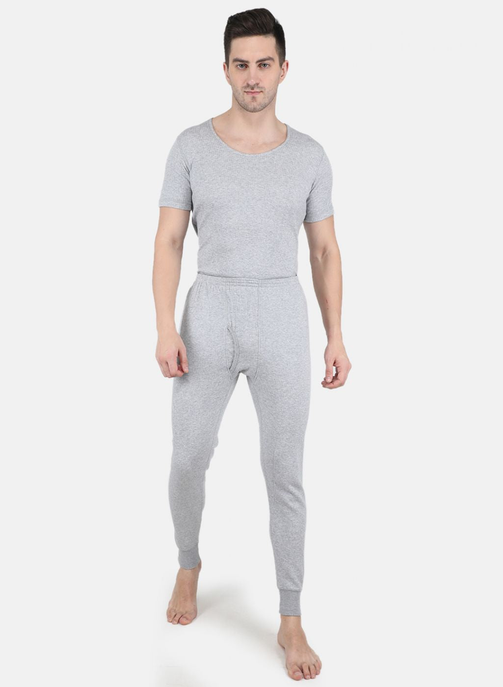 Men Grey Solid Thermal Lower