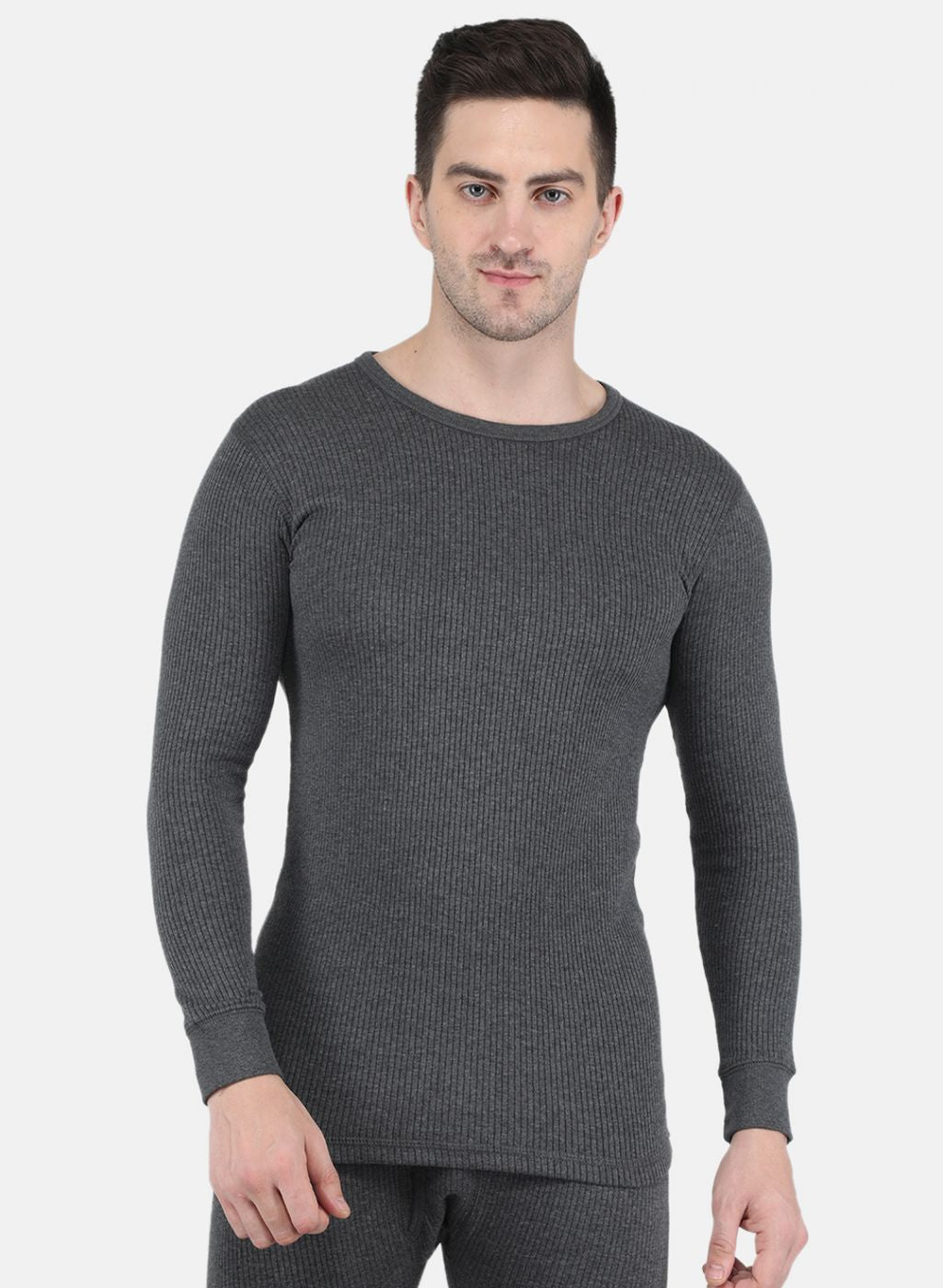 Men Grey Solid Thermal Vest