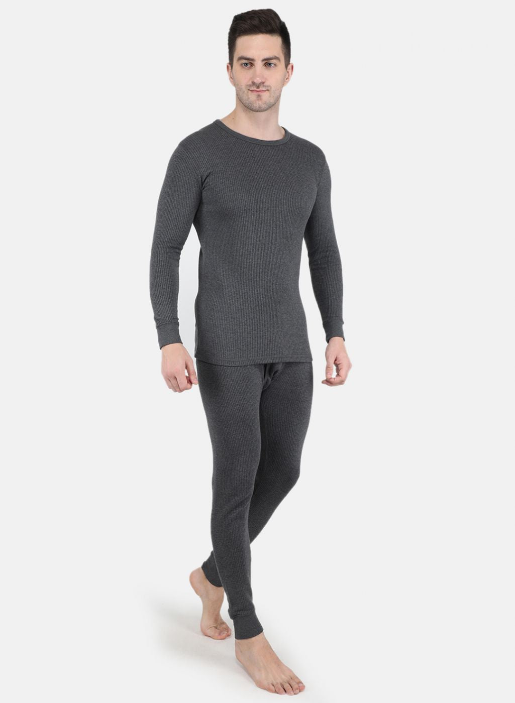 Men Grey Solid Thermal Vest