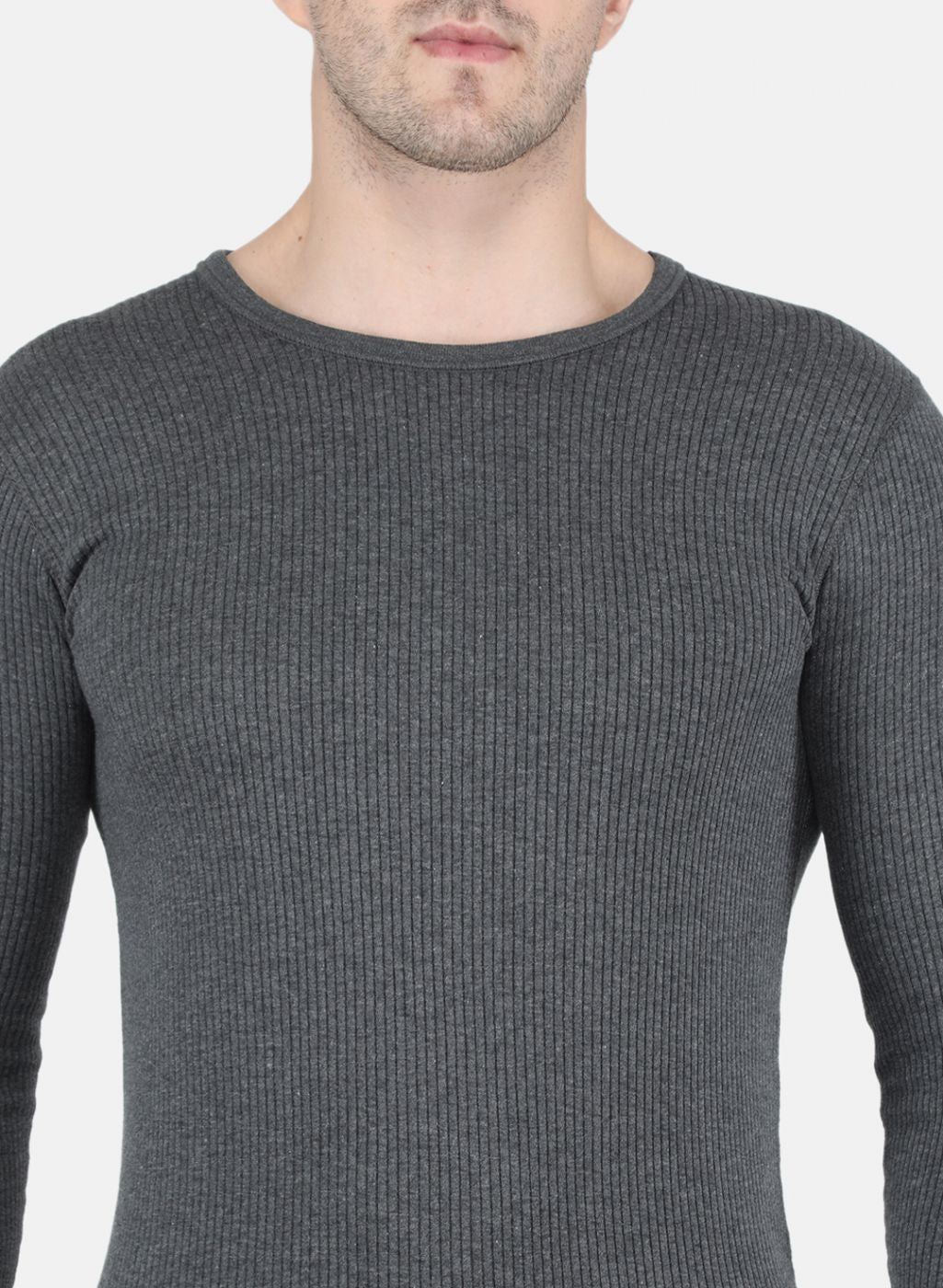 Men Grey Solid Thermal Vest