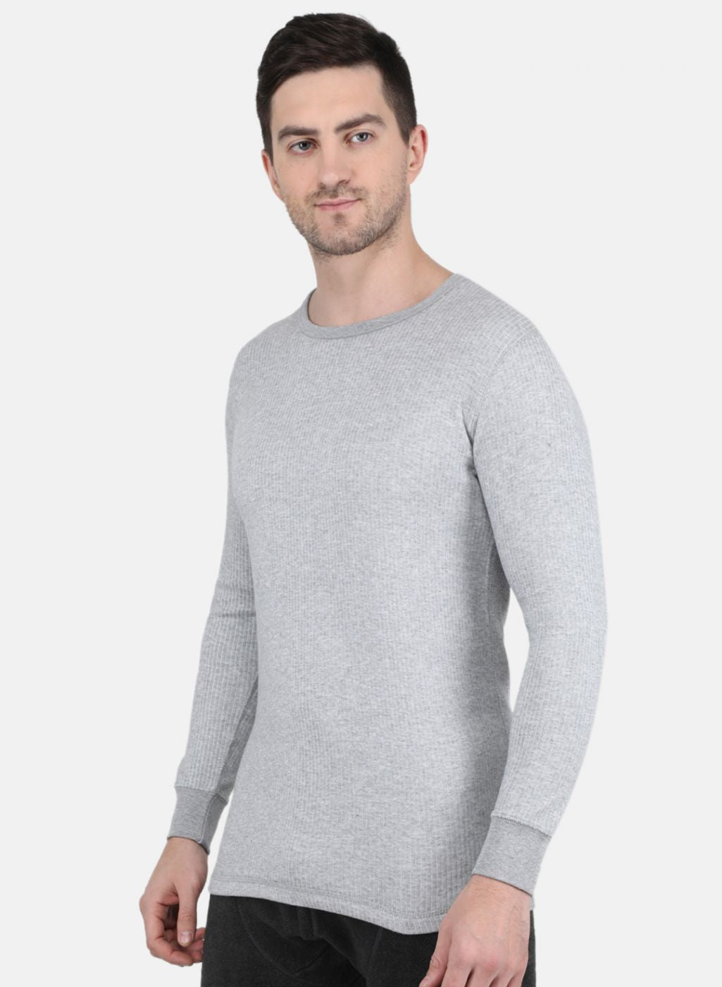 Men Grey Solid Thermal Vest