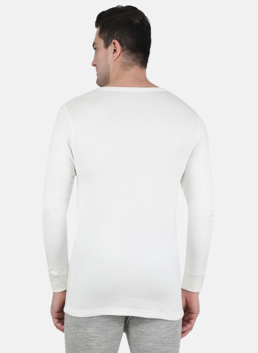 Men Off White Solid Thermal Vest