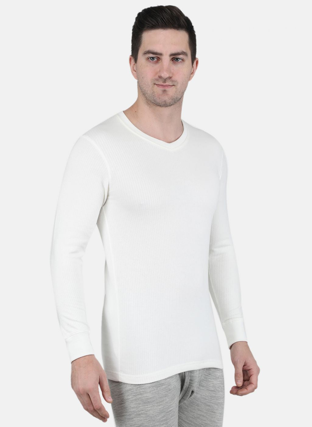 Men Off White Solid Thermal Vest