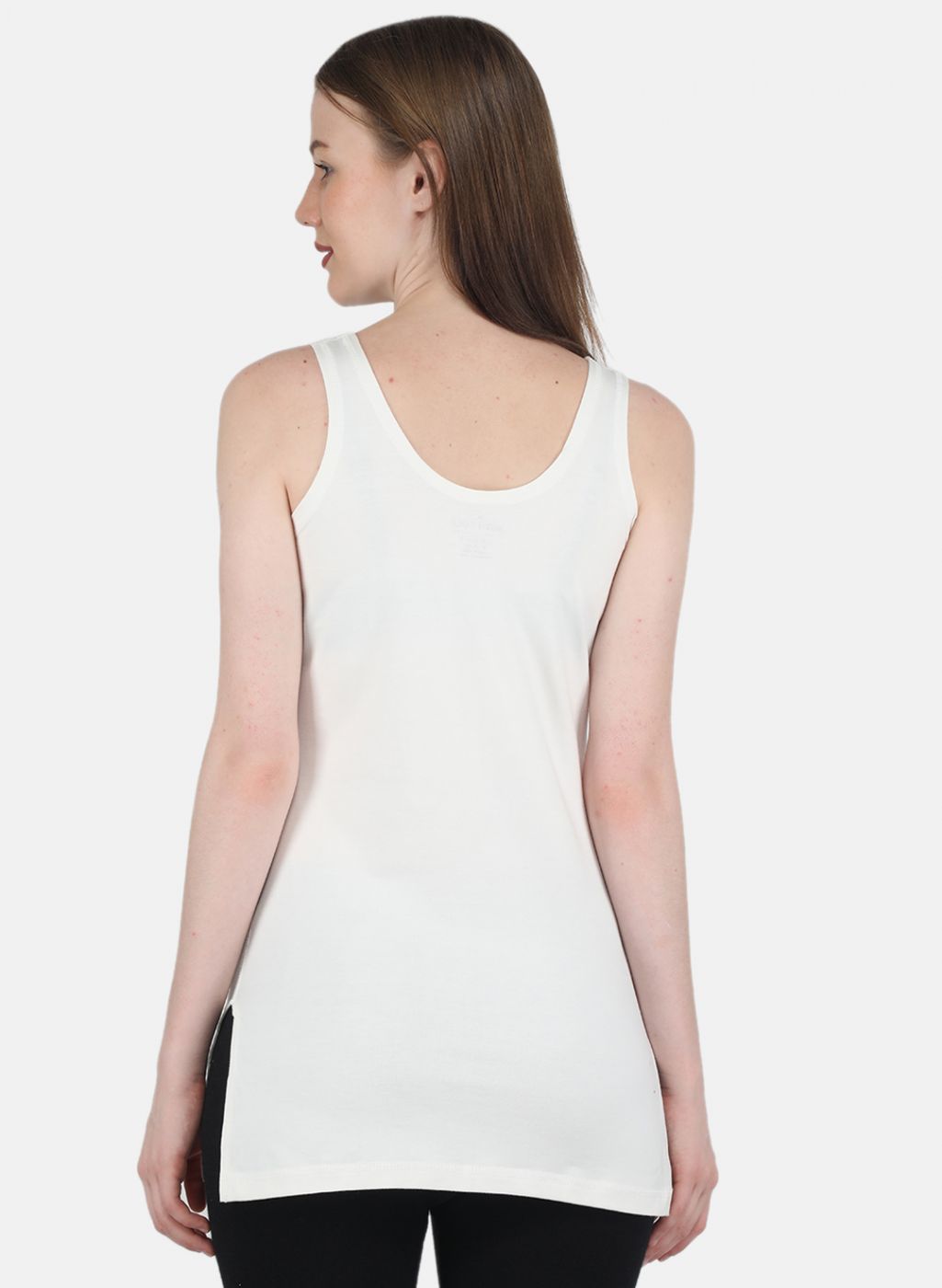 Women Off White Solid Thermal Vest