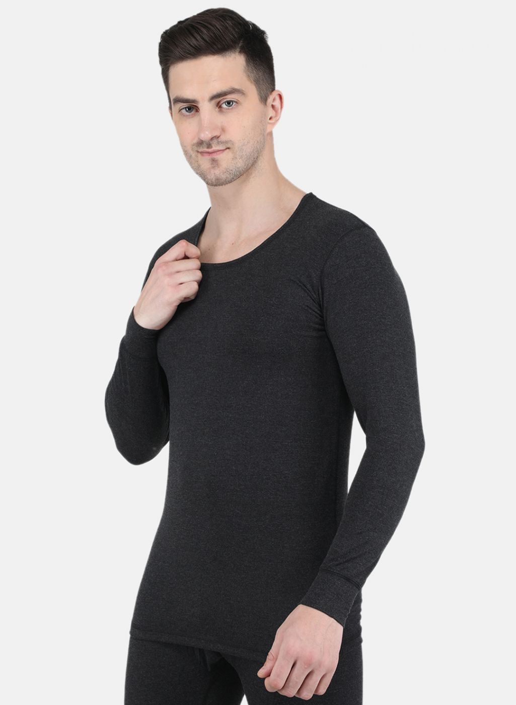 Men Grey Solid Thermal Vest