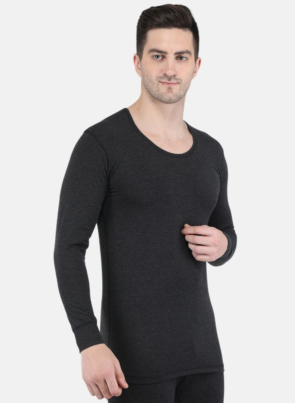 Men Grey Solid Thermal Vest