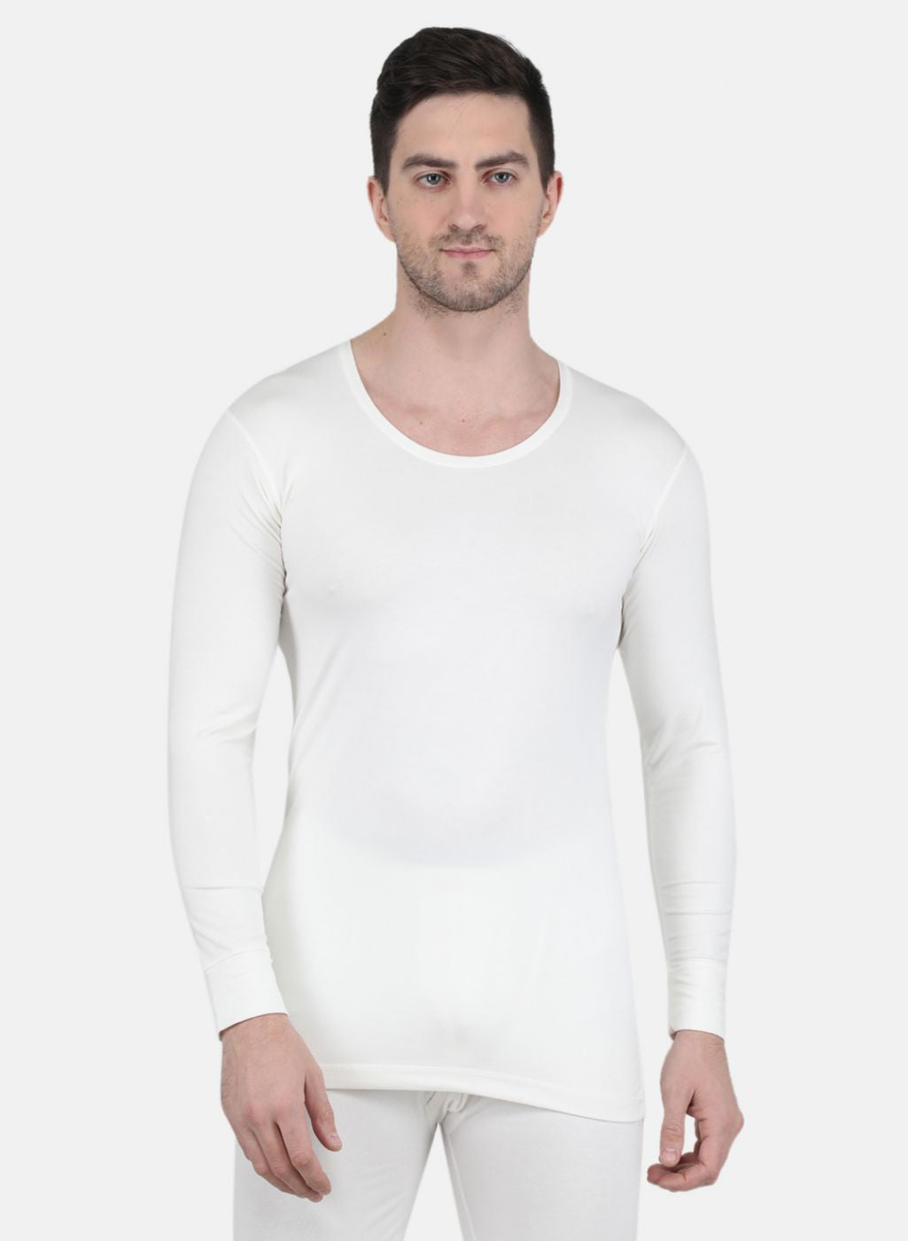 Men Off White Solid Thermal Vest